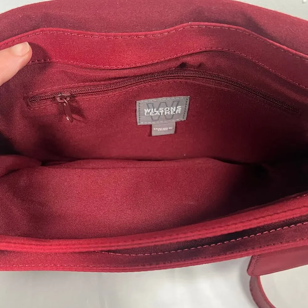 Pelle Studio Wilsons Leather Dark Red Leather Crossbody Travel Office IPad Bag